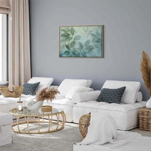  Slika - Large Leaves in Shades of Green-Mint: Botanical Motif 90x60 Cene