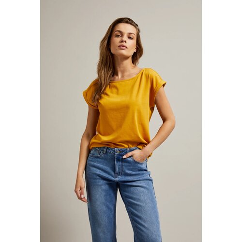 Moodo Mustard T-shirt with round neckline Cene