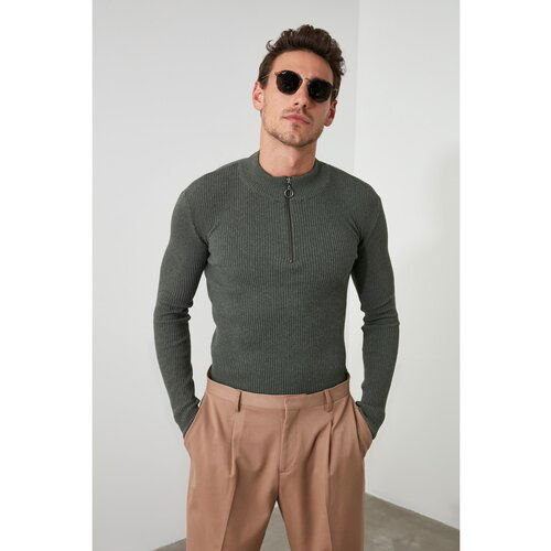 Trendyol khati men's suppository collar zip-up sweater Slike