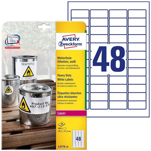 Avery Zweckform etikete avery zweckform L4778-20, 45,7 x 21,2 mm, bele Cene