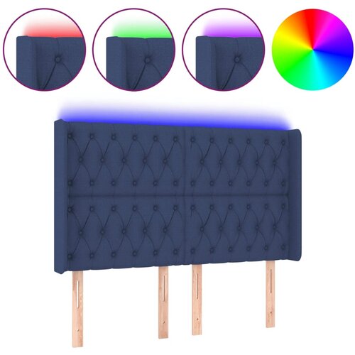 Maison Chic led posteljno vzglavje - vzglavna omarica - nočna omarica modro 147x16x118/128 cm blago, (21712180) Slike
