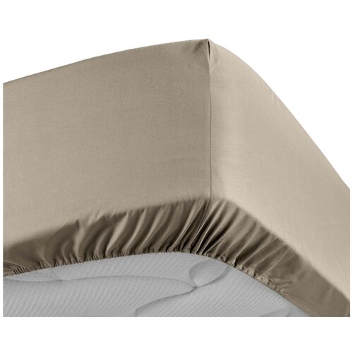 Douceur d int&amp;eacute;rieur Svjetlo smeđa plahta s gumom od pamučnog perkala 180x200 cm Percaline &amp;ndash; Slike