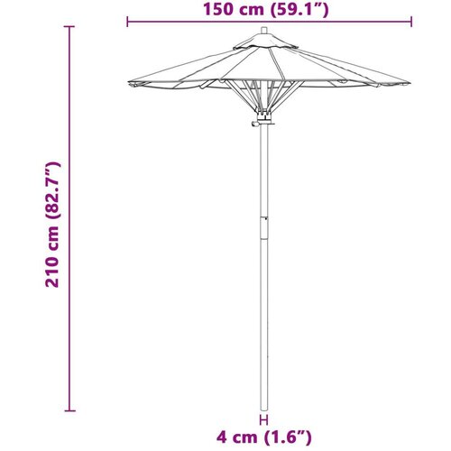 VidaXL Vanjski suncobrani Krem bijela Drvo 150 x 150 x 210 cm Prijenosno Slike