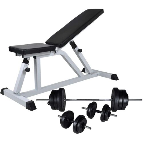 vidaXL Vadbena klop s kompletom uteži in palic 60,5 kg Cene