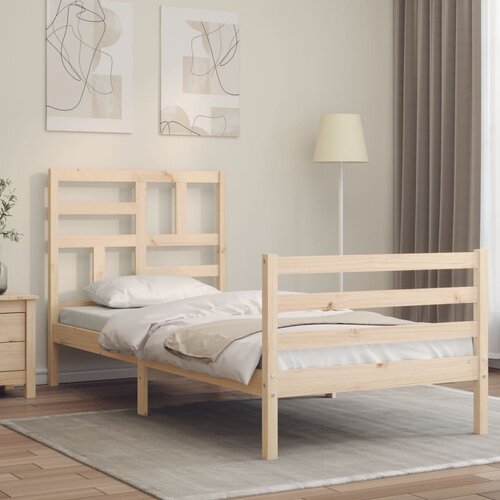 VidaXL Posteljni okvir z vzglavjem 90x200 cm trden les Slike