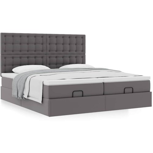 vidaXL Otomanski okvir kreveta s madracima sivi 200x200cm umjetna koža Cijene