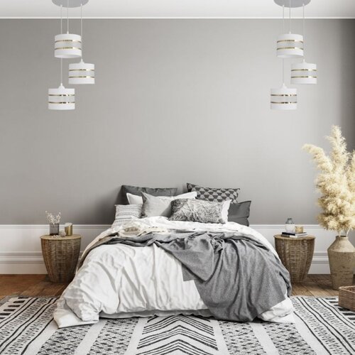  Luster na sajli HELEN 3xE27/15W/230V bela/zlatna Slike