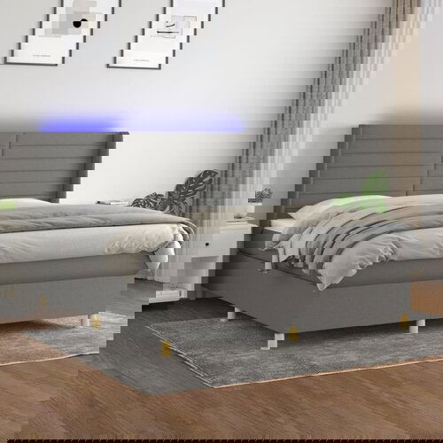  The Living Store Box spring postelja z vzmetnico LED temno siva 180x200 cm blago - Box Spring Postelja, (21453919) Slike
