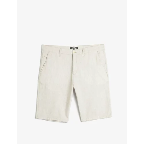 Koton Bermuda Shorts Linen Blended With Pockets and Buttons.