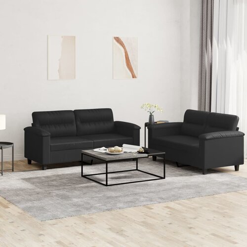  2-dijelni set sofa s jastucima crni od umjetne kože Cijene