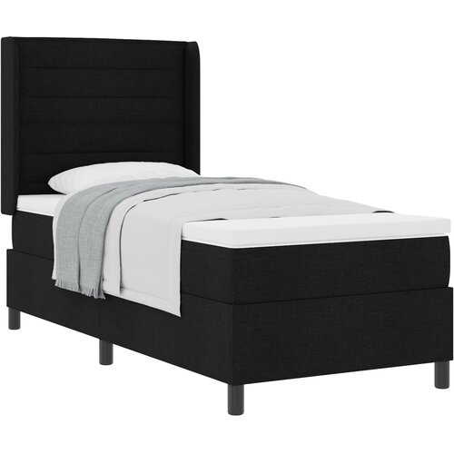 VidaXL Box Spring Krevet s Madracem Crna 100x200 cm Tkanina Slike