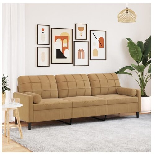 vidaXL Kavč trosed z okrasnimi blazinami rjav 210 cm žamet Cene