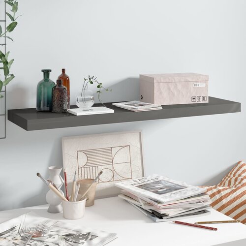 vidaXL Plutajuća zidna polica visoki sjaj siva 90 x 23,5 x 3,8 cm MDF Cijene