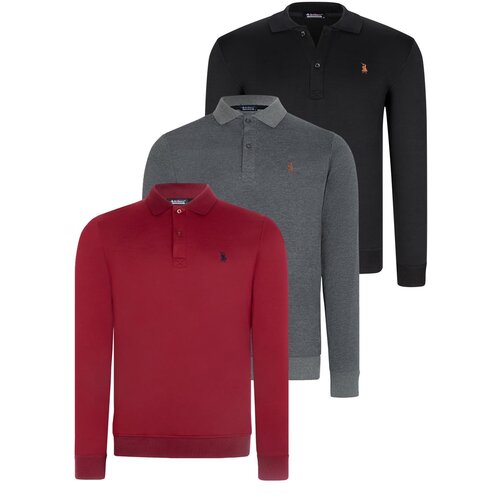 Dewberry TRIPLE SET V4007 MEN'S SWEATSHIRT-BLACK-ANTHRACITE-BURGUNDY Cijene