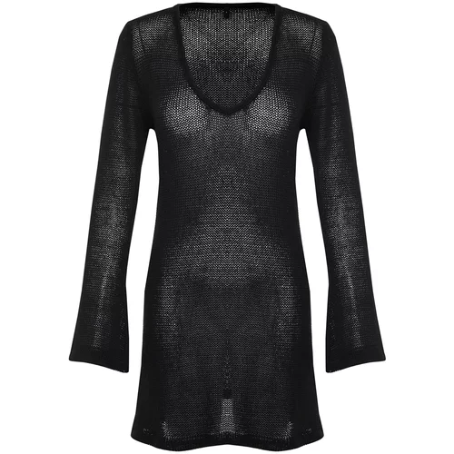 Trendyol Black*001 Plain Fitted Mini Knitwear 50% Cotton, 50% Acrylic Dress