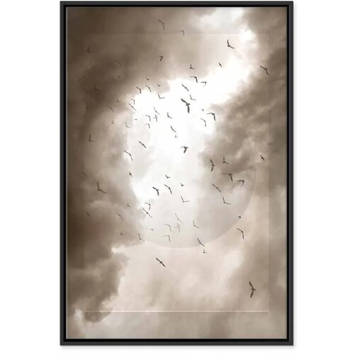  Slika - Birds in the Clouds (1 Part) Vertical 80x120 U crnom drvenom okviru Slike