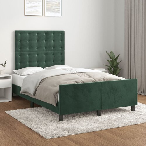  The Living Store Posteljni okvir z vzglavjem temno zelen 140x190 cm žamet - Posteljni Okvir Z Vzglavjem, (21440090) Slike