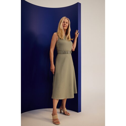 Marisse Olive Dress With Belt Slike