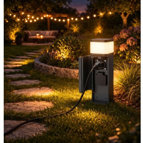 Brilagi Spoljna lampa sa 2 SCHUKO utičnice PILLAR 1xG9/11W/230V IP44 antracit Slike