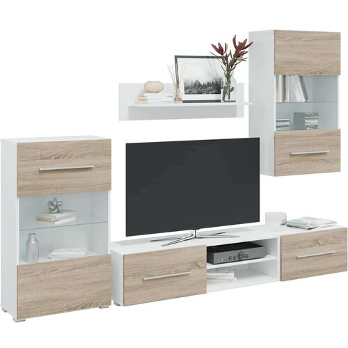 TV jedinice od 5 dijelova s LED rasvjetom od drva sonoma hrast Cijene