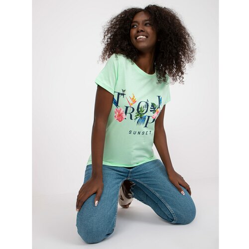 Fashion Hunters Light green women's t-shirt with a summer print Slike