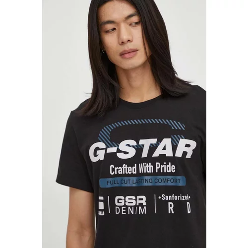 G-star Raw Pamučna majica boja: crna, s tiskom