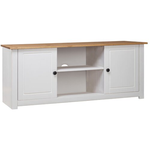 VidaXL TV omarica bela 120x40x50 cm trdna borovina Panama Range Slike