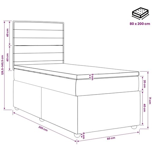  Boxspring krevet s madracem Krem 80 x 200 cm Tkanina - Krem 80 x 200 cm Dizajn linija Slike