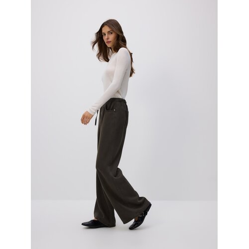 Reserved Wide leg traperice od liocela - dark grey jeans Cene
