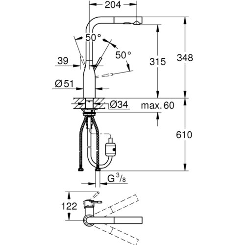 Grohe Essence slavina za sudoperu sa izvlačnim tu&amp;scaron;em HARD GRAPHITE 30270A00 Slike