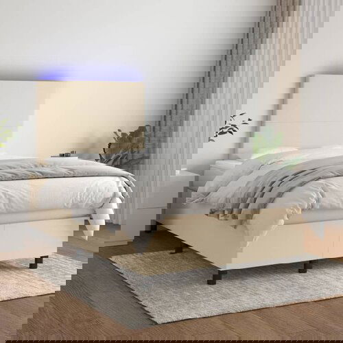 vidaXL Krevet box spring s madracem LED krem 120 x 200 cm od tkanine Cijene