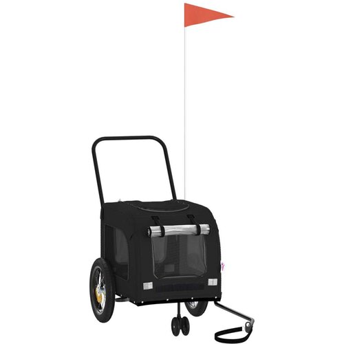 VidaXL crna kolica za ljubimce Crna Metal, Tkanina 124 x 53 x 53 cm Slike