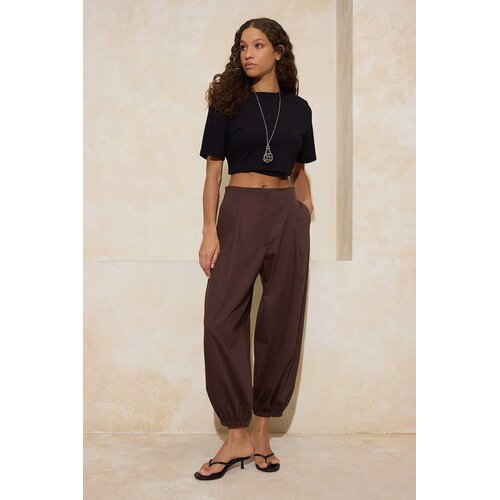 TRENDYOLMILLA ženske pantalone Twoss26Pl00039, tamno braon-braon Cene