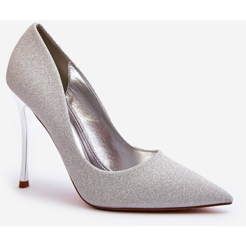 Kesi Tiberon's Shimmering Silver High Heels Cene
