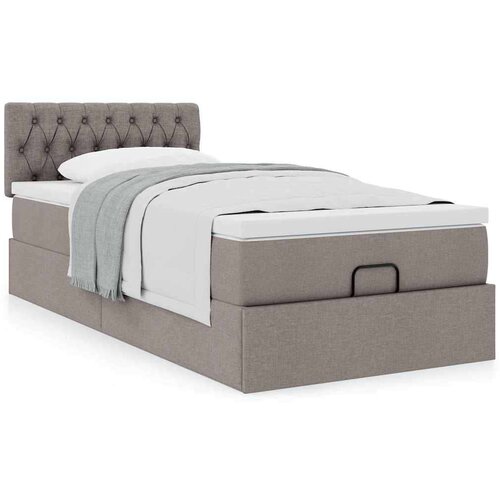 VidaXL otomanski okvir kreveta s madraca smeđesivi 90x190cm tkanine Slike