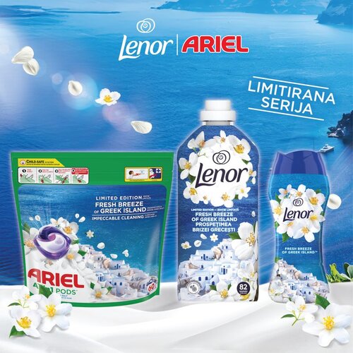 Lenor Fresh Breeze of Greek Island omek&scaron;iva&scaron; 82 pranja+ Ariel kapsule za ve&scaron; Fresh Breeze of Greek Island 60 kom+FE Liquid Fresh Breeze 82w Cene