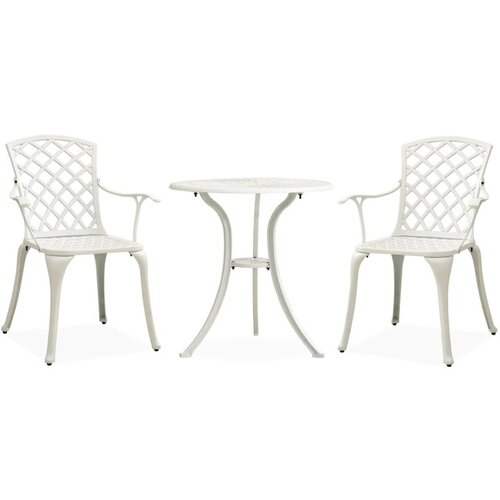  3-dijelni bistro set od lijevanog aluminija bijeli Cijene