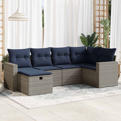 vidaXL 6-dijelni set vrtnih sofa od poliratana s jastucima sivi Cijene