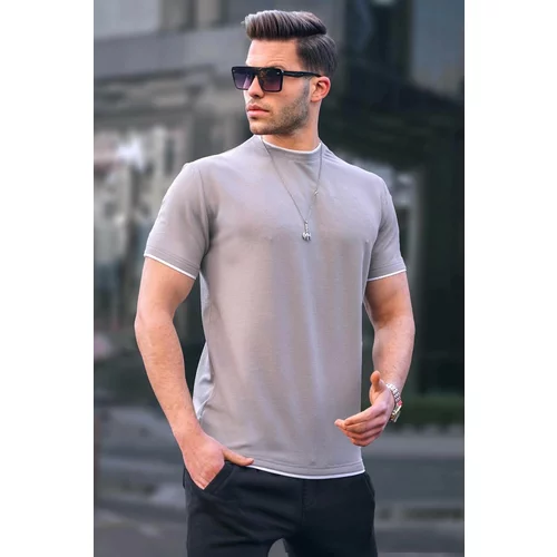 Madmext Men's Gray Painted T-Shirt 5815