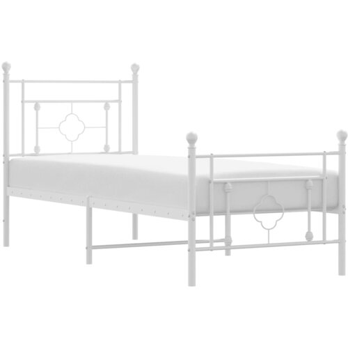 Maison Chic Kovinski Posteljni okvir - Enojna postelja - Postelja za odrasle z vzglavjem in vznožjem bel 75x190 cm, (21696234) Slike