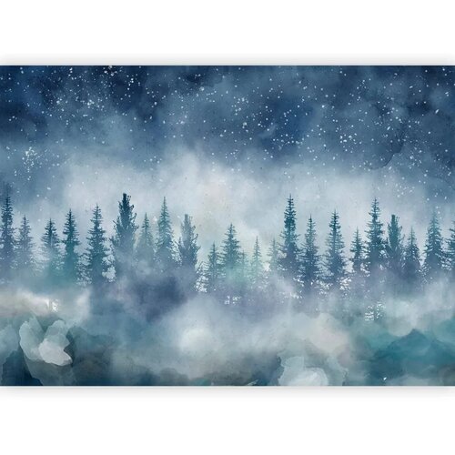  Foto tapeta - Night landscape - landscape of a misty forest at night with a starry sky 100x70 Standard Slike