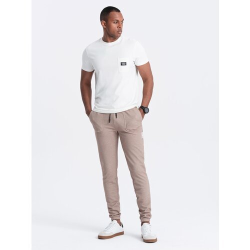 Ombre Men's structured knit sweatpants - coffee Cene