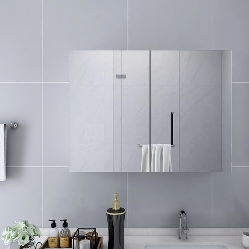 vidaXL Kopalniška omarica z ogledalom bela 80x15x60 cm MDF Cene