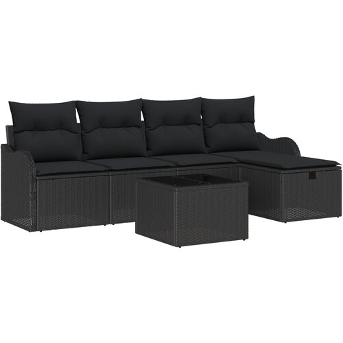 vidaXL 6-delna garnitura za vrtne sofa z blazinami Črna poli ratan, 2-sedežna vrtna sofa s shranjevanjem in blazinami Črna poli ratan Cene