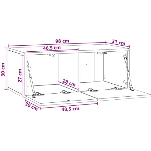  ormar za zid 98 x 31 cm Crna Konstruirano drvo Zidne Slike
