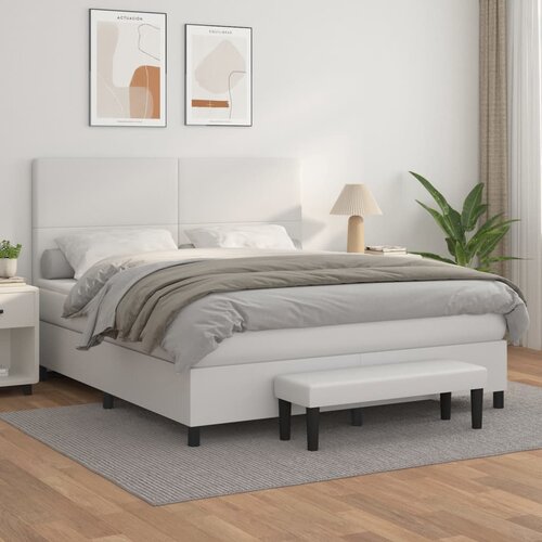  The Living Store Box spring postelja z vzmetnico bel 160x200 cm umetno usnje - Box Spring Postelja, (21496852) Slike