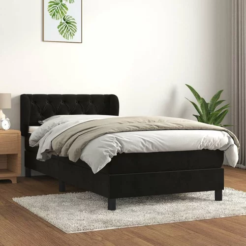 Box spring postelja z vzmetnico črna 80x200 cm žamet, (20894146)