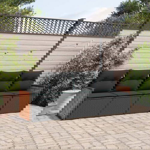 VidaXL 4-dijelni set vrtnih sofa od poliratana s jastucima crni Slike