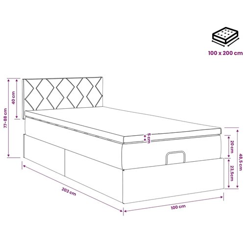  Podesivi krevet s madracem Krem 100 x 200 cm Tkanina - Krem 100 x 200 cm Dizajn s rombovima Slike