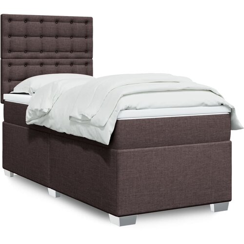  The Living Store Box spring postelja z vzmetnico temno rjava 100x200 cm blago - Box Spring Postelja, (21520957) Slike